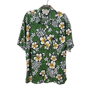 Island Stuff Green Floral Hawaiian Shirt Size XL Men's Green Hawaiian Shirt
